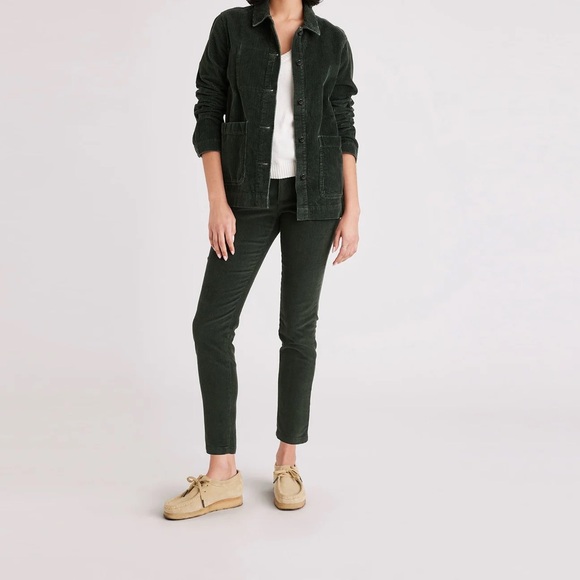 Dark Green Corduroy Pants Women - Picture 1 of 4